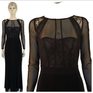 Ralph Lauren Black Illusion Longsleeve Gown 8 NWT